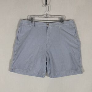 Chaps Seersucker Chino Shorts Mens 42 Blue Striped Crinkled 100% Cotton Casual